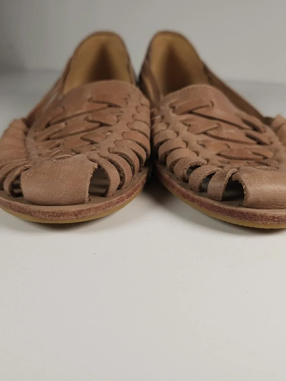 Nisolo Tan Woven Leather Huarache Flats